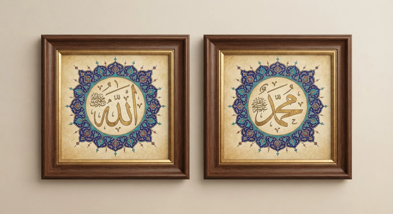Kaligrafi Allah Muhammad Frame Premium