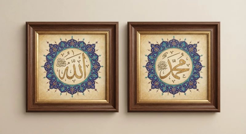 Kaligrafi Allah Muhammad Frame Premium